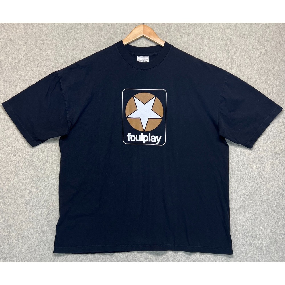Foulplay Mens Crew Neck Basic T-Shirt Black Short Sleeve Cotton Comfort 2XL